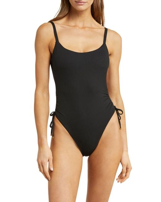 Vitamin A® Vitamin A Gemma Drawstring Accent Rib One-Piece Swimsuit Small
