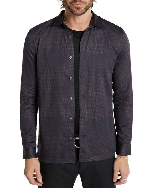 John Varvatos Ross Slim Fit Geo Print Cotton Button-Up Shirt Medium