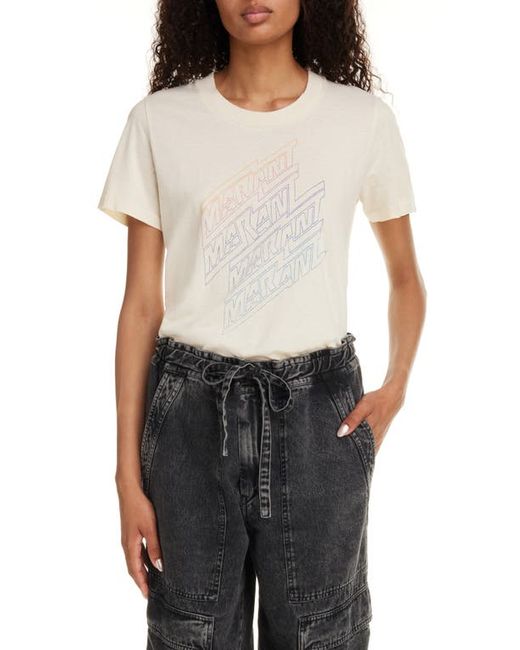 Isabel Marant Etoile Ziliani Distressed Cotton Logo Graphic T-Shirt X-Small