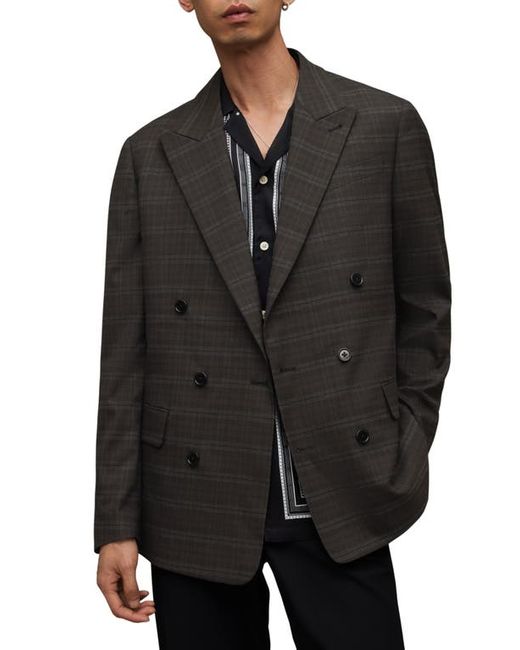AllSaints Spica Plaid Double Breasted Blazer