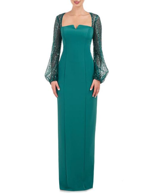 JS Collections Kim Sequin Long Sleeve Column Gown