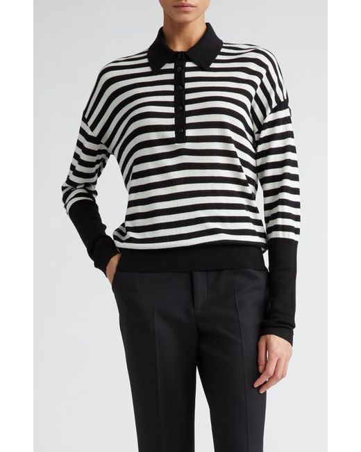 Maria Mcmanus Stripe Long Sleeve Organic Cotton Recycled Cashmere Polo X-Small
