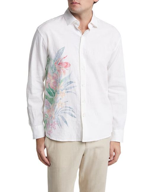 Tommy Bahama Barbados Breeze Vivid Gardens Stretch Linen Button-Up Shirt Small