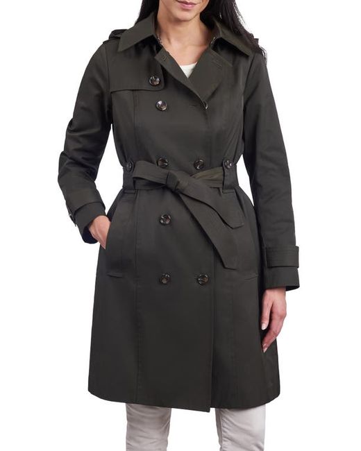 London Fog Belted Water Repellent Trench Coat with Removable Hood X-Small