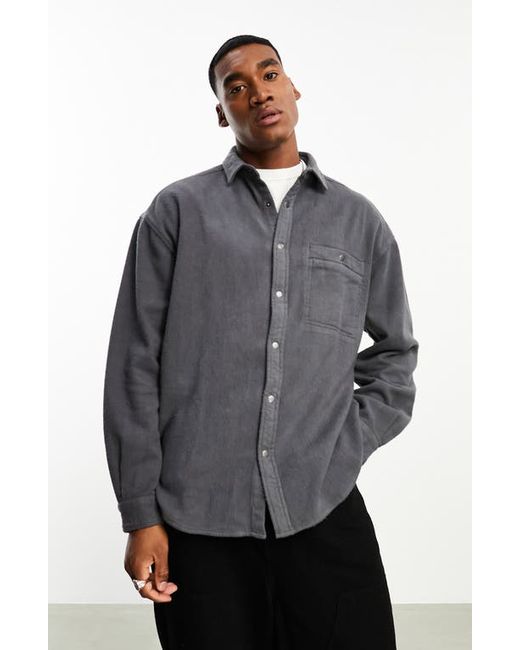 Asos Design Oversize Flannel Snap-Up Shirt X-Small