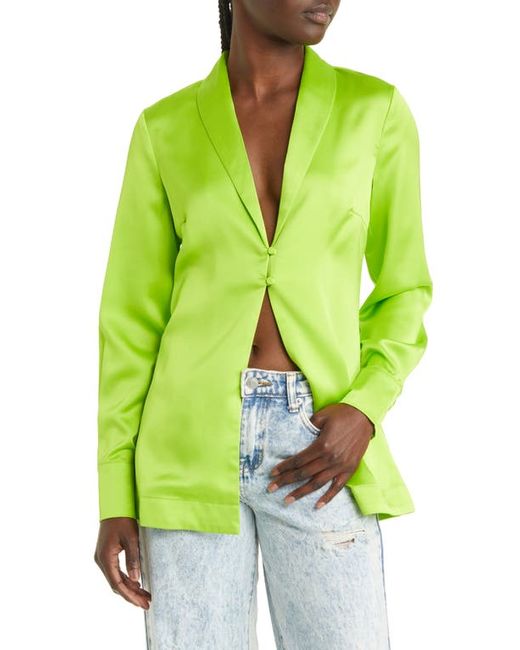 Something New Naomi Satin Button-Up Shirt X-Small