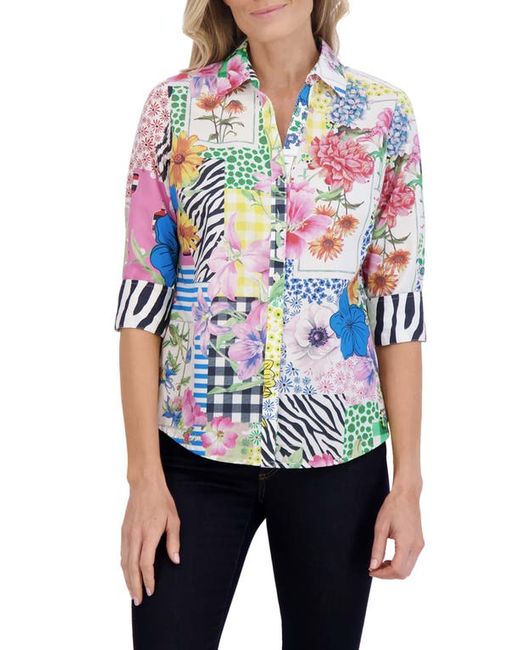 Foxcroft Mary Floral Cotton Poplin Button-Up Shirt