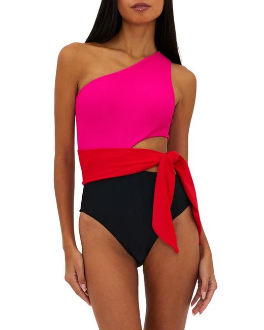 Beach Riot Carlie Cutout One-Shoulder Tie Waist One-Piece Swimsuit X-Small