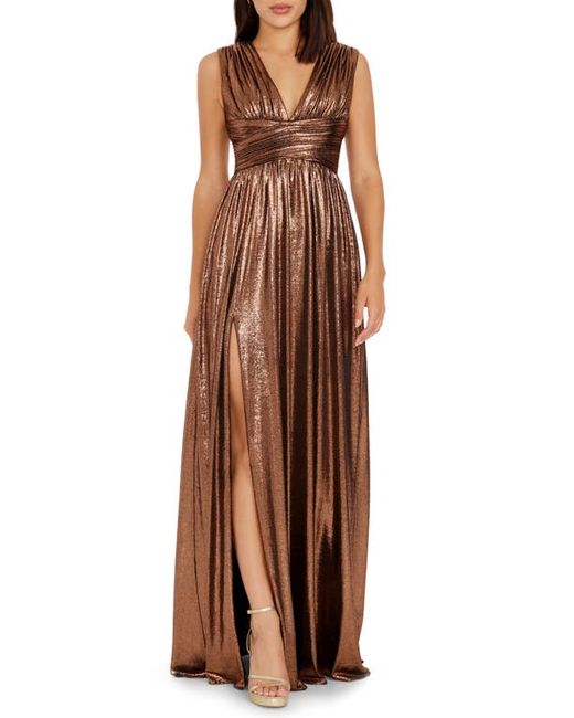 Dress the population Jaclyn Pleated Metallic Gown Xx-Small