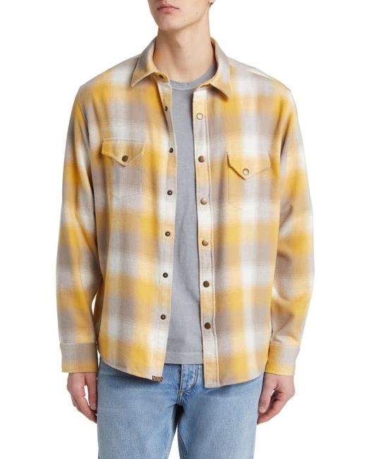 Billy Reid Plaid Flannel Snap-Up Western Shirt Natural Small