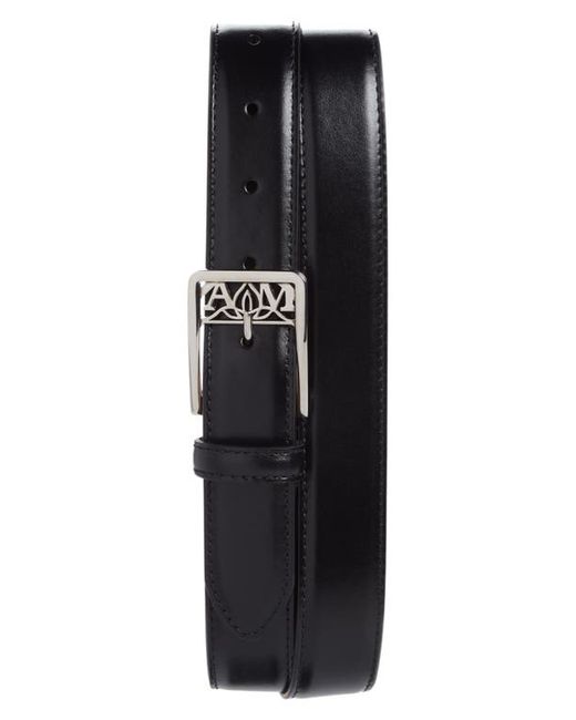 Alexander McQueen Seal Buckle Leather Belt