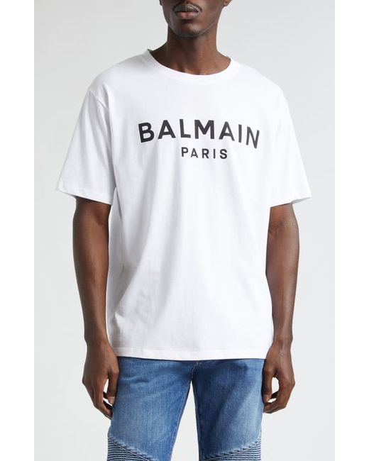 Balmain Organic Cotton Logo Graphic T-Shirt Gab Black