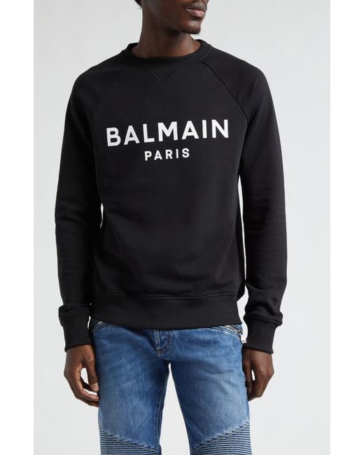Balmain Logo Raglan Sleeve Organic Cotton Sweatshirt Black Small