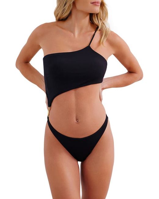 Vix Sienna Deise Solid Cutout One-Shoulder One-Piece Swimsuit