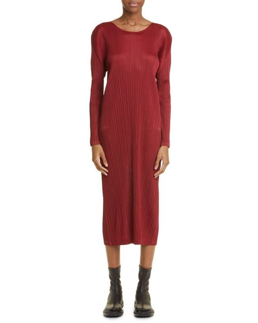 Pleats Please By Issey Miyake Monthly Colors November Pleated Long Sleeve Midi Dress