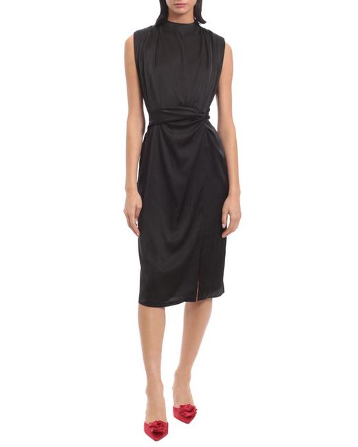 Donna Morgan For Maggy Gathered Sleeveless Satin Cocktail Dress