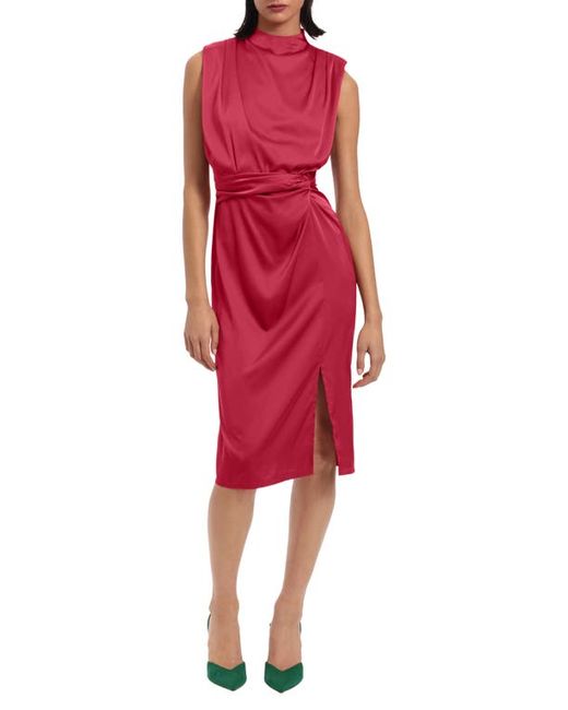 Donna Morgan For Maggy Gathered Sleeveless Satin Cocktail Dress