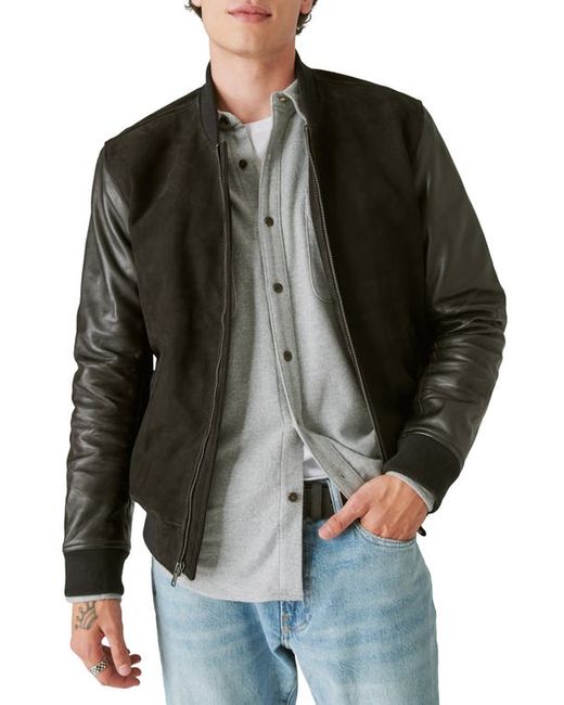 Lucky Brand Mixed Media Leather Bomber Jacket Small