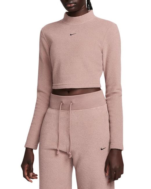 Nike Sportswear Cozy Long Sleeve Crop Top Smokey Mauve