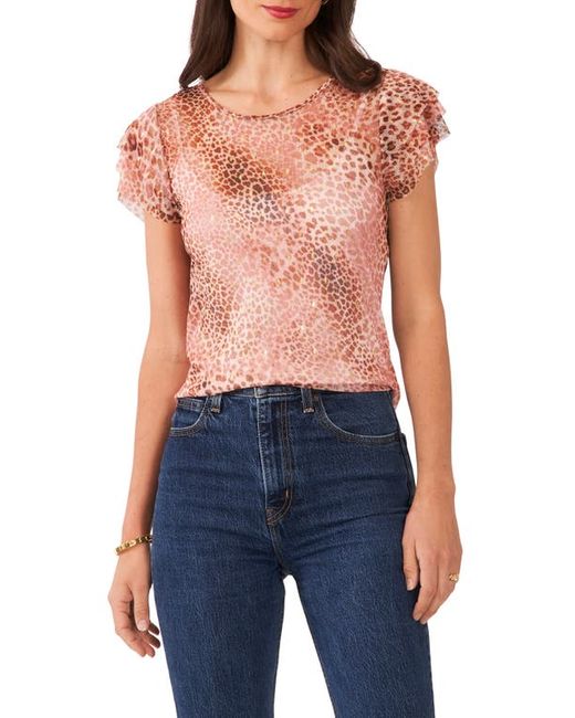 Vince Camuto Tiered Ruffle Foil Mesh Top Xx-Small
