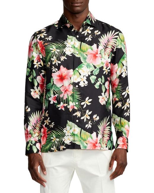 Ralph Lauren Purple Label Tropical Floral Silk Button-Up Shirt Medium