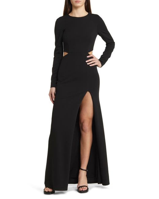 Lulus Going For the Wow Side Slit Long Sleeve Gown X-Small