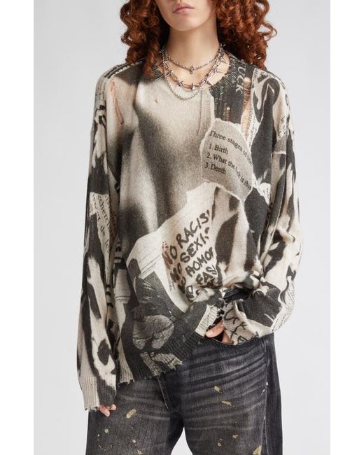 R13 Oversize Distressed Cashmere Sweater X-Small