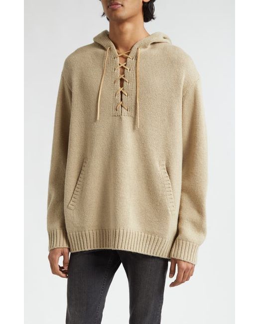 Undercover Lace-Up Wool Sweater Hoodie