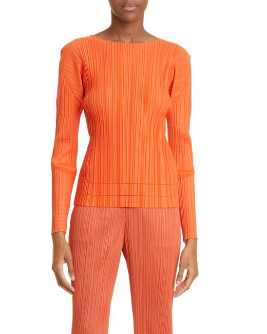 Pleats Please By Issey Miyake Pleated Long Sleeve Top