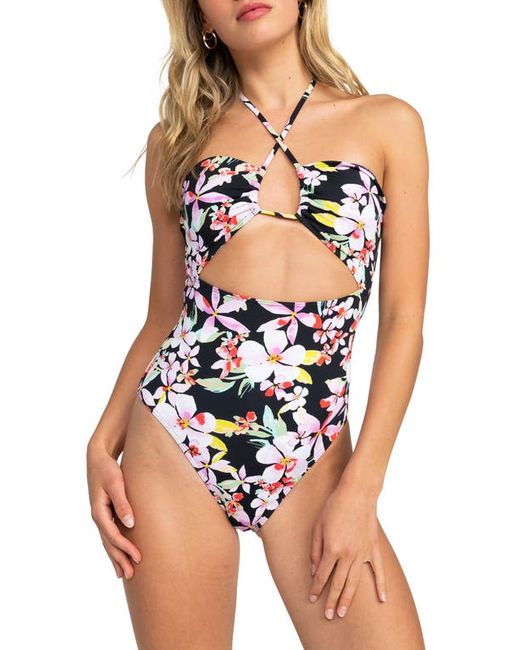 Roxy Beach Classics Floral Cutout One-Piece Swimsuit X-Small