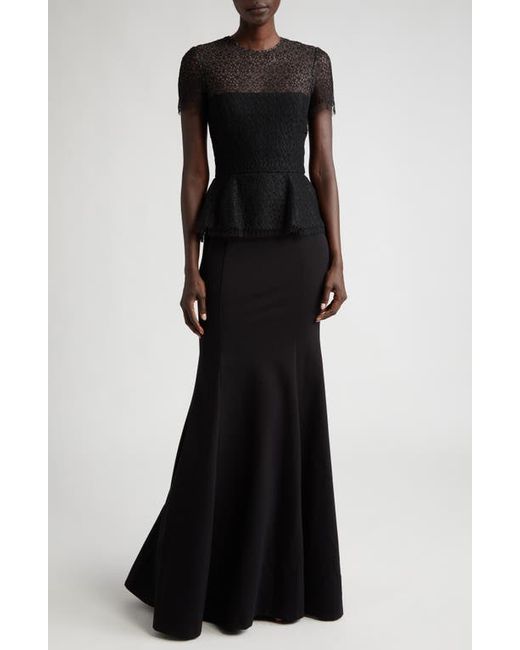 Jason Wu Collection Mixed Media Embroidered Lace Peplum Gown
