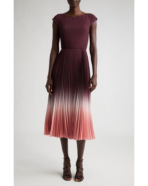 Jason Wu Collection Dip Dye Cap Sleeve Pleated Midi Dress Fig/Rosewater