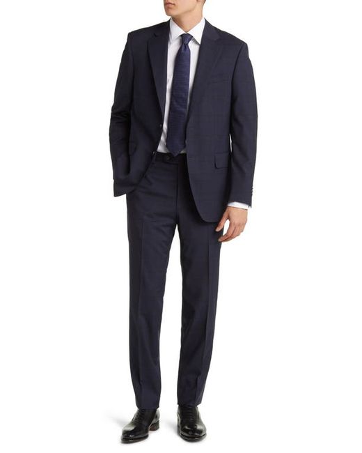 Peter Millar Tailored Fit Windowpane Plaid Wool Suit Regular
