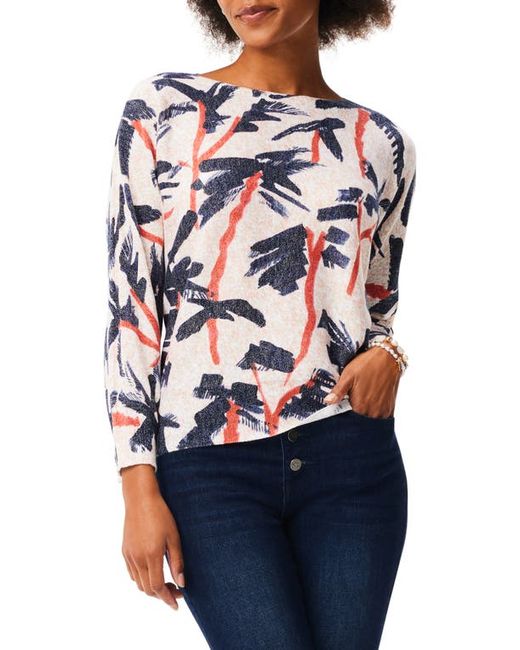 Nic+Zoe Painted Palms Cotton Blend Sweater X-Small