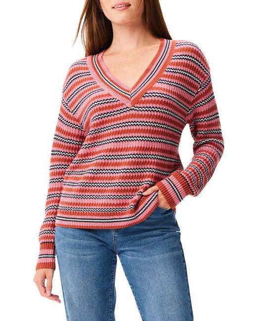 Nic+Zoe Island Sunset Stripe V-Neck Sweater Small