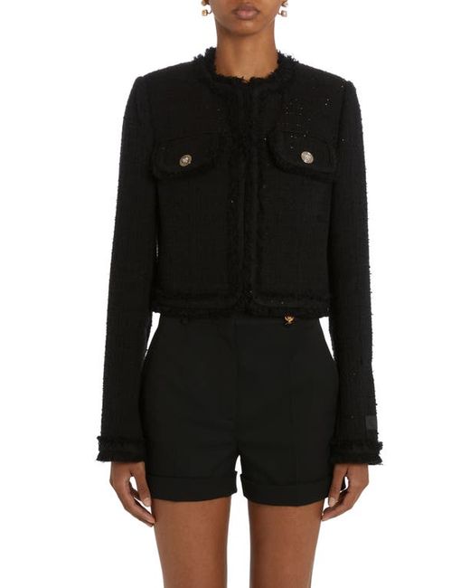 Versace Summertime Collarless Tweed Jacket 2 Us