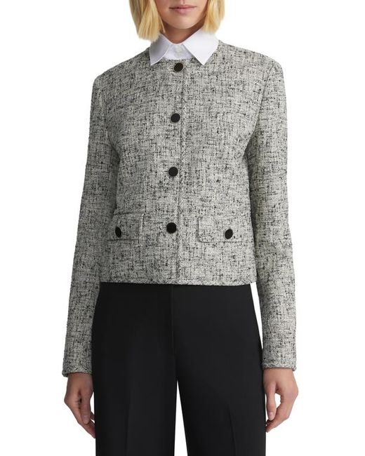 Lafayette 148 New York Collarless Linen Blend Tweed Jacket X-Small