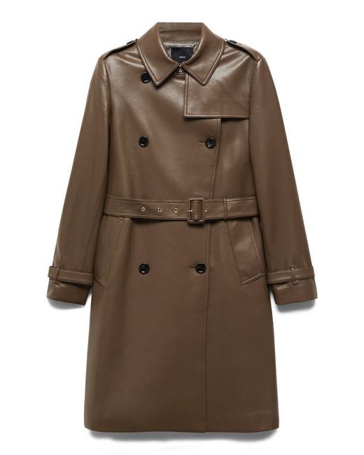 Mango Faux Leather Trench Coat X-Small
