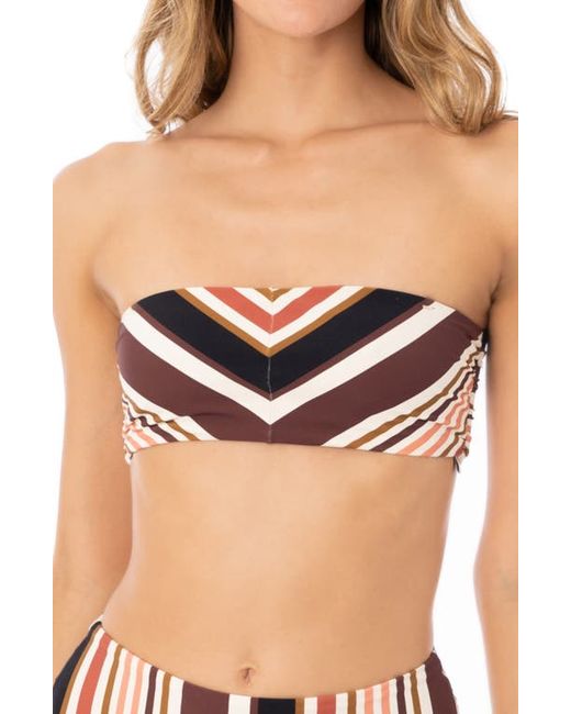 Maaji Burgundy Barcode Tiffany Convertible Reversible Bandeau Bikini Top Small