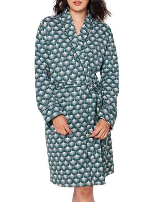 Petite Plume Sonnet of Swans Print Piped Pima Cotton Robe X-Small