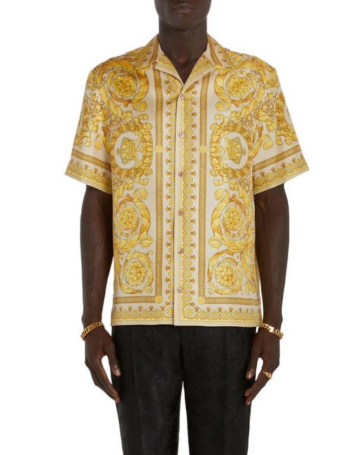 Versace Barocco Print Silk Button-Up Shirt