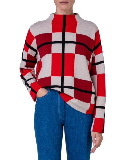Akris Punto Checkered Virgin Wool Cashmere Sweater