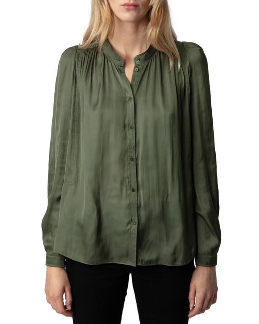 Zadig & Voltaire Tchin Band Collar Satin Blouse