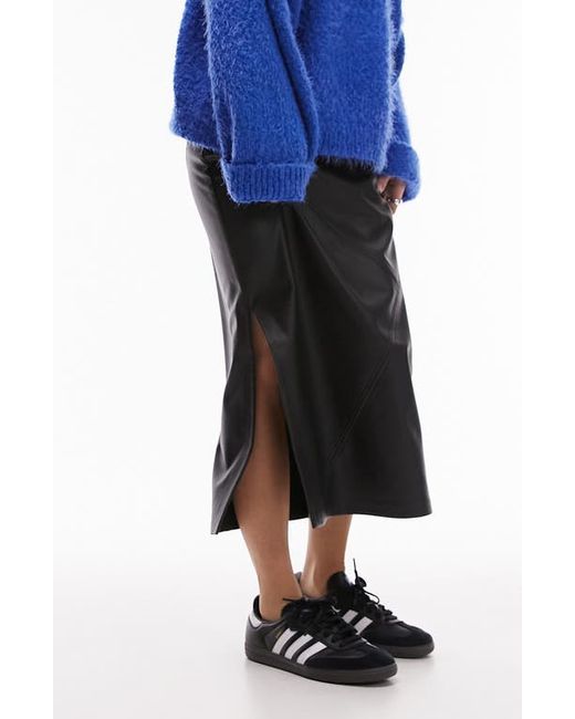 TopShop Faux Leather Midi Skirt 2 Us