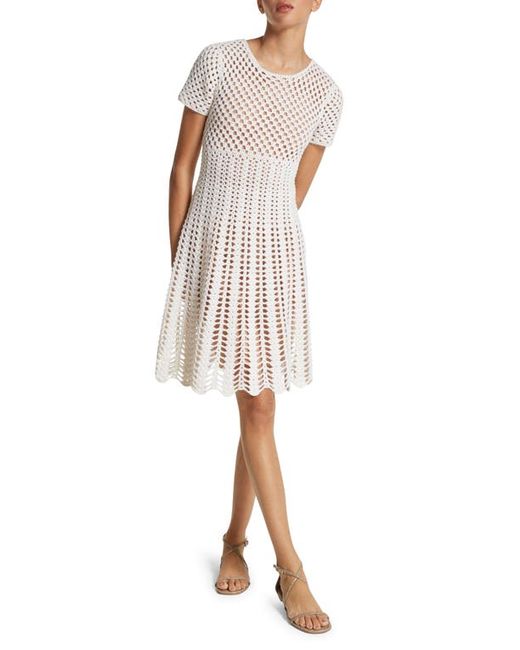 Michael Kors Collection Short Sleeve Crochet A-Line Dress Small