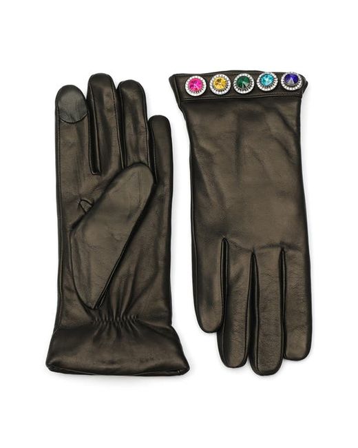 Kurt Geiger London Rainbow Crystal Leather Gloves Small