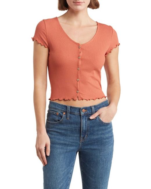 Madewell Rib Button Front V-Neck T-Shirt
