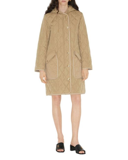 Burberry Roxby Quilted Hooded Long Jacket X-Small