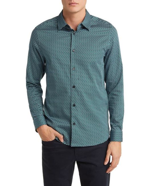 Ted Baker London Laceby Slim Fit Geometric Print Stretch Button-Up Shirt