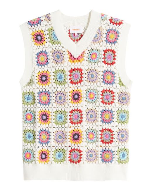 Checks Granny Square Crochet Cotton Vest Small